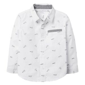 Gymboree Boy’s Button Down Oxford Shirt Paper Airplanes Size 3T